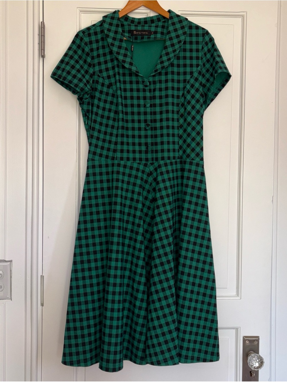 NWT GownTown Green and Black Retro Dress Rockabilly Short Sleeve Swing Skirt 2XL